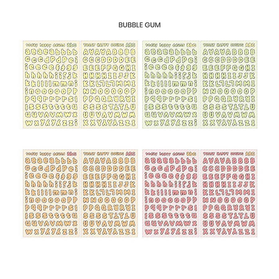 Bubblegum - Ddung Phabet Transparent Line Alphabet Sticker Set